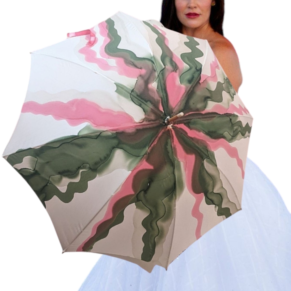 Handpainted SILK Original signed one of a kind Parasol/Umbrella Henri Bendel